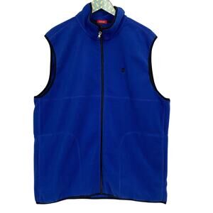 Izod Fleece Vest Jacket Mens XL Blue Pockets Sleeveless Lightweight Full Zip Up
